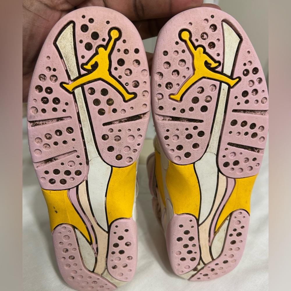 Jordan Sneakers with Pink and Yellow Highlights / Pre-Owned, Clean- No Box - Picture 9 of 10